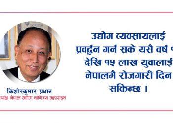 ‘सङ्कटलाई अवसरमा बदल्न सके यसै वर्ष झण्डै १५ लाख युवाले रोजगारी पाउनेछन्’